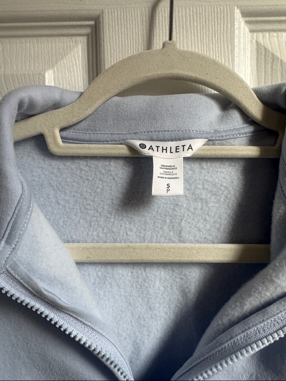 Athleta Forever Fleece 1/4 Zip Sweatshirt light blue womens small - Picture 3 of 4